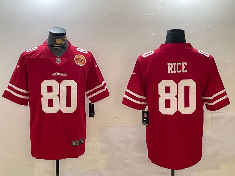 Men San Francisco 49ers #80 Rice Red Second generations 2024 Nike Limited NFL Jersey style 5->->